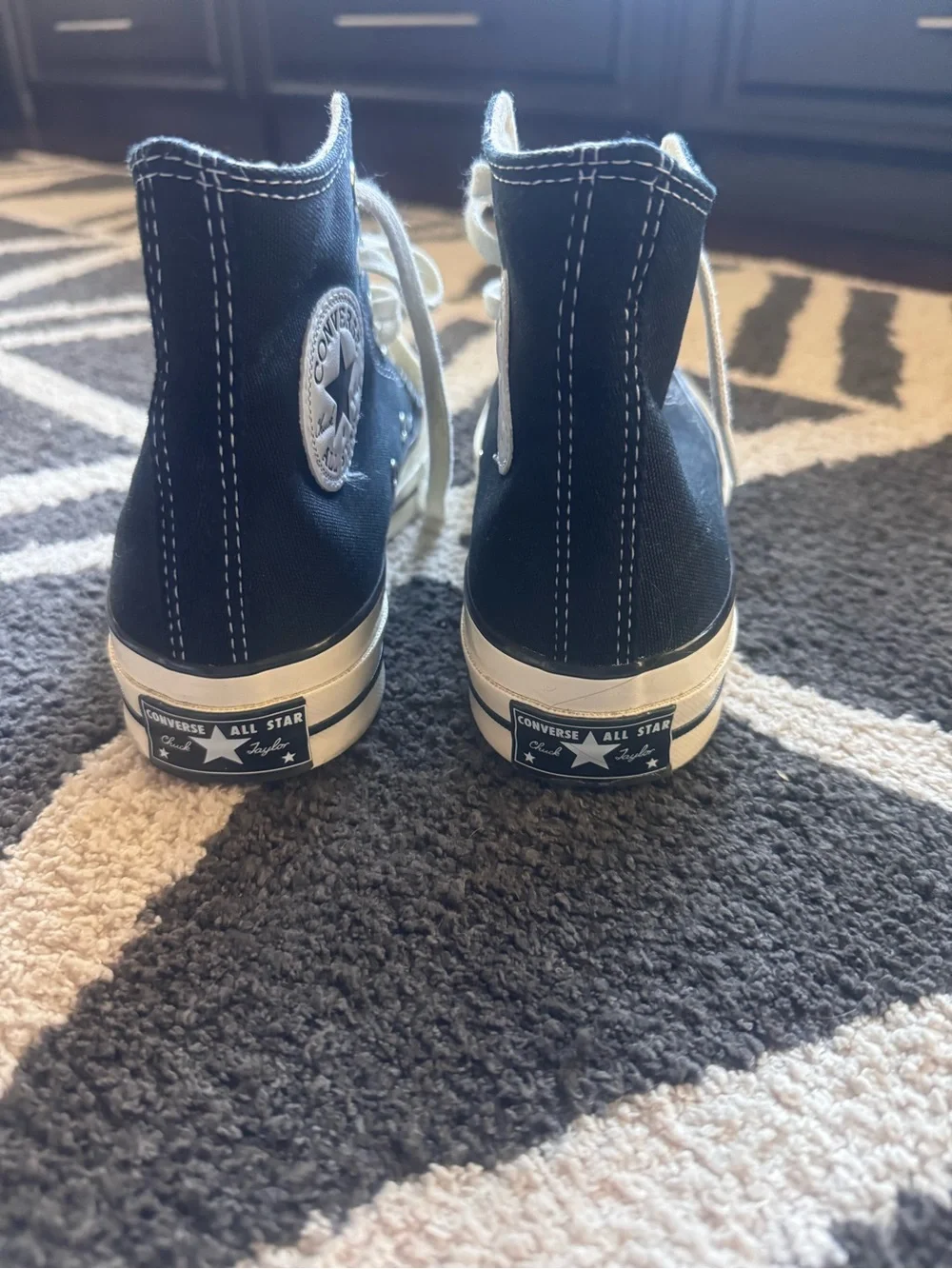 Black High-Top Converse with off white Accents